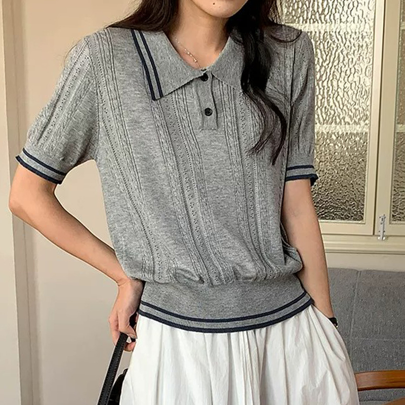 Golf Equipment Women - Short Sleeve Polo Neck Knit Top