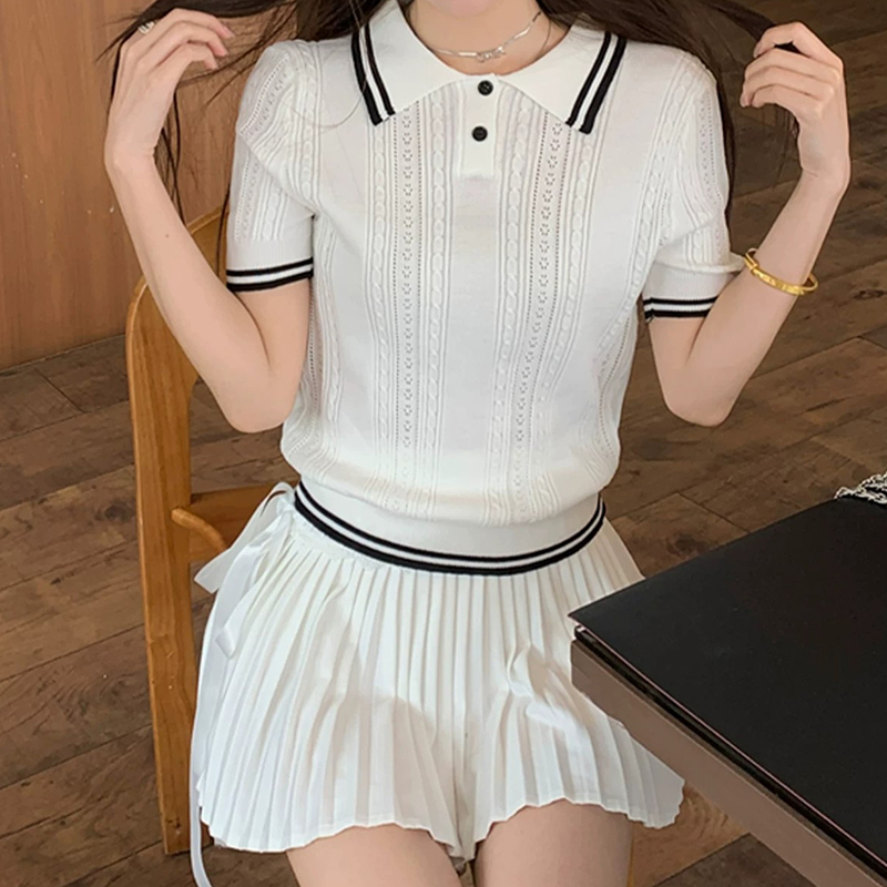 Short Sleeve Polo Neck Knit To - مراجعة Golf Equipment Women وسعره