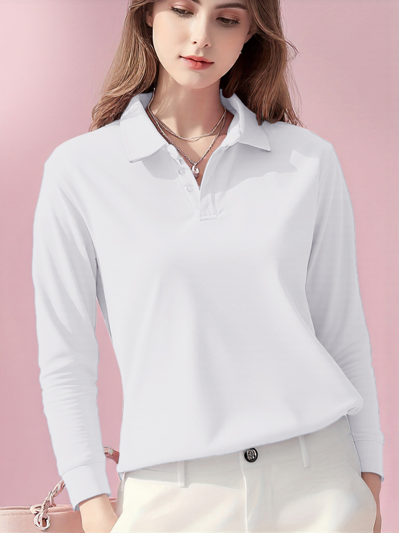Autumn Solid Color Polo Shirts - مراجعة Golf Equipment Women وسعره